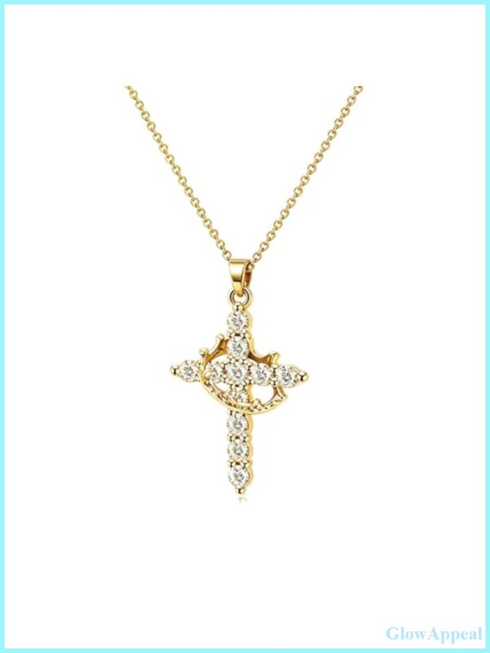 18K Gold Plated Cross Necklace Cubic Zirconia Pendant Christian Gift